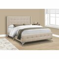 Daphnes Dinnette Metal Legs Beige & Chrome Transitional Queen Size Bed DA3076428